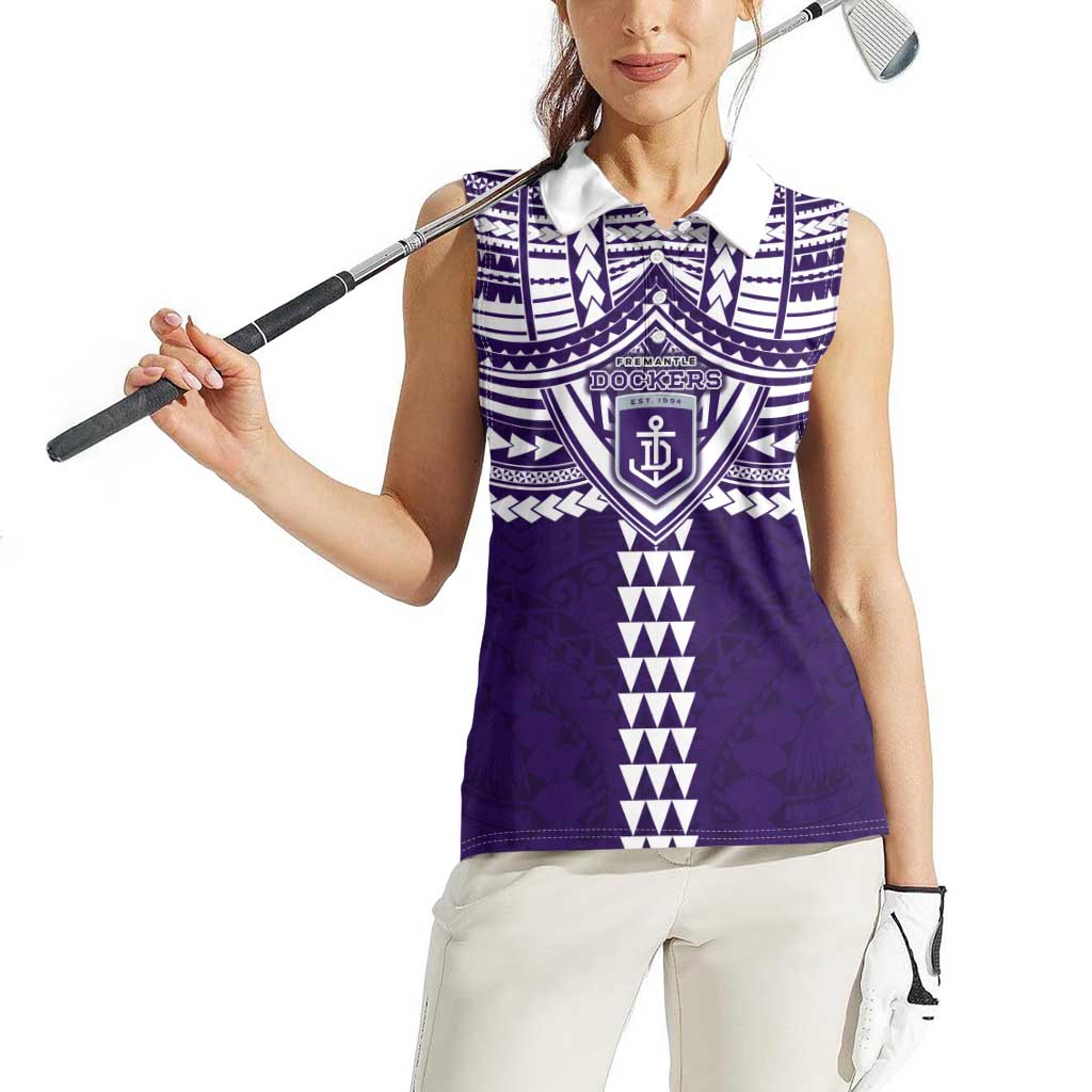 Personalized Fremantle Dockers Women Sleeveless Polo Shirt Polynesian Tribal Pattern Heritage Football