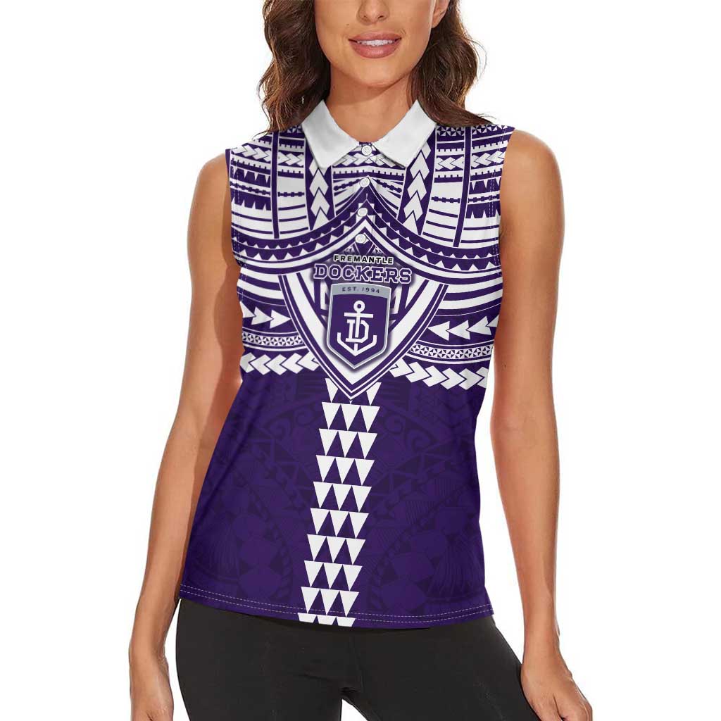 Personalized Fremantle Dockers Women Sleeveless Polo Shirt Polynesian Tribal Pattern Heritage Football