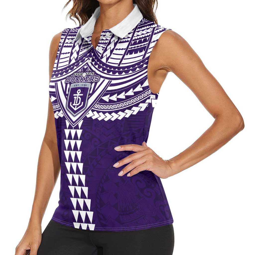 Personalized Fremantle Dockers Women Sleeveless Polo Shirt Polynesian Tribal Pattern Heritage Football