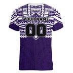 Personalized Fremantle Dockers Women V-Neck T-Shirt Polynesian Tribal Pattern Heritage Football