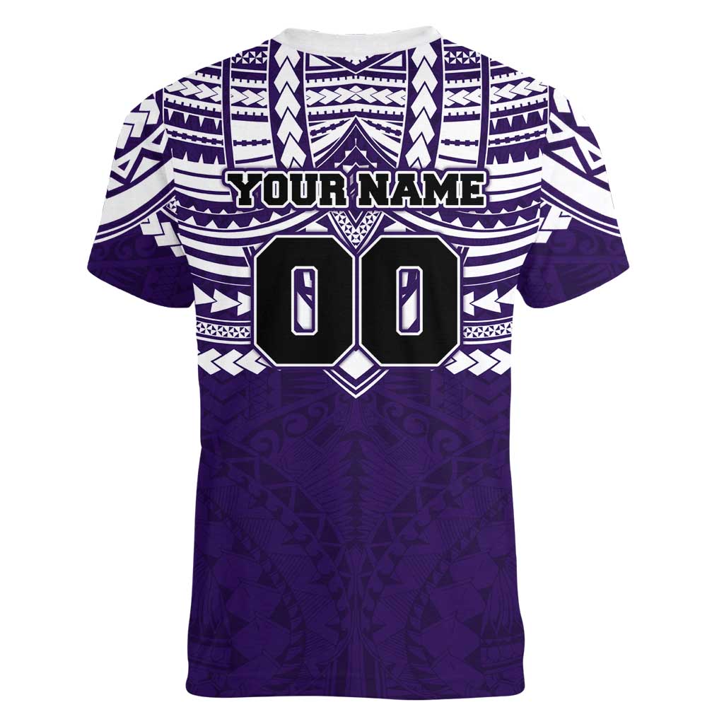 Personalized Fremantle Dockers Women V-Neck T-Shirt Polynesian Tribal Pattern Heritage Football