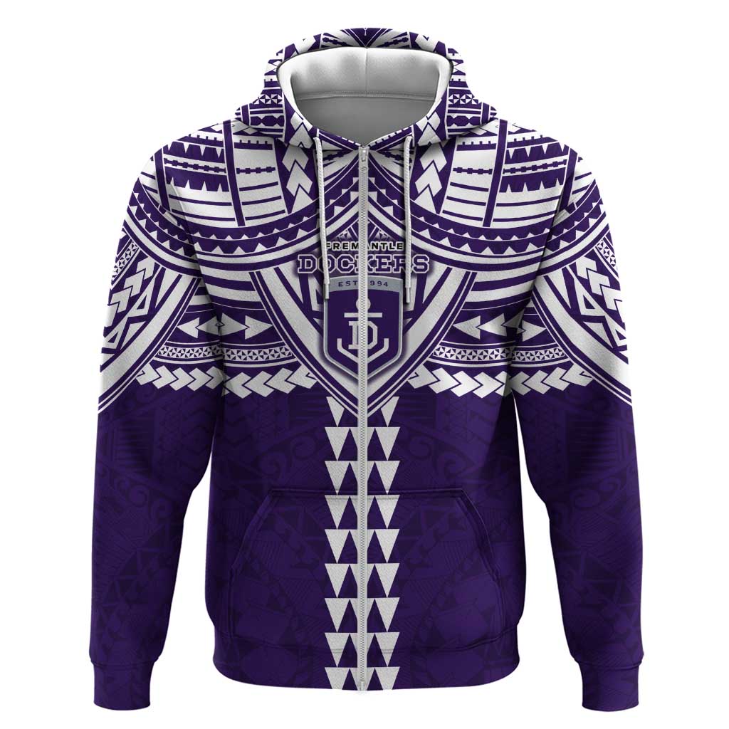 Personalized Fremantle Dockers Zip Hoodie Polynesian Tribal Pattern Heritage Football