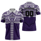 Personalized Fremantle Dockers Zipper Polo Shirt Polynesian Tribal Pattern Heritage Football