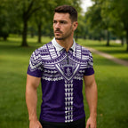 Personalized Fremantle Dockers Zipper Polo Shirt Polynesian Tribal Pattern Heritage Football