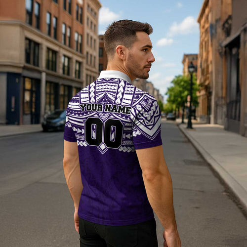 Personalized Fremantle Dockers Zipper Polo Shirt Polynesian Tribal Pattern Heritage Football