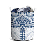 Personalized Geelong Cats Laundry Basket Polynesian Tribal Pattern Heritage Football