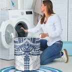 Personalized Geelong Cats Laundry Basket Polynesian Tribal Pattern Heritage Football