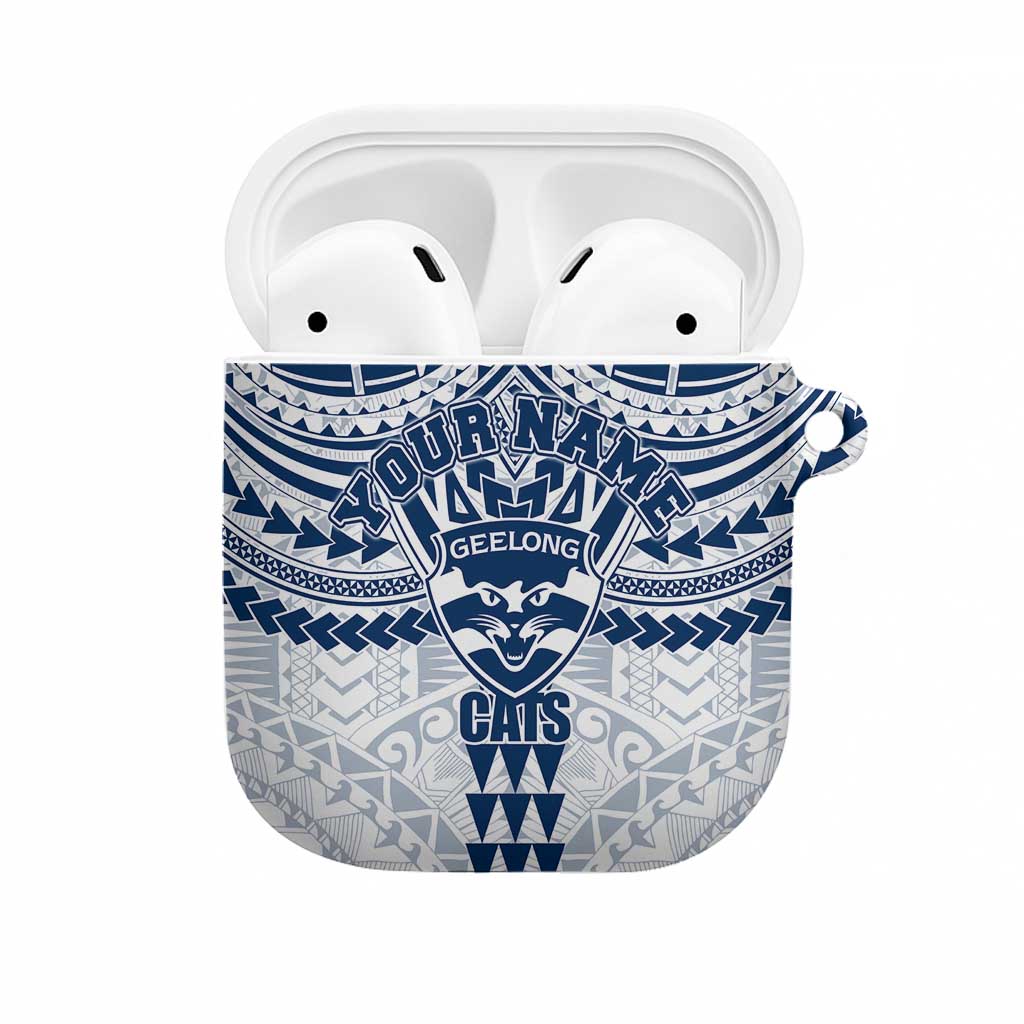 Personalized Geelong Cats AirPods Case Polynesian Tribal Pattern Heritage Football