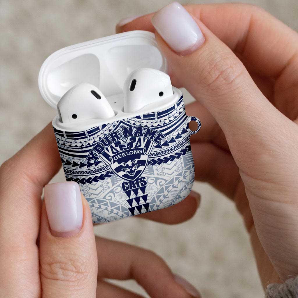 Personalized Geelong Cats AirPods Case Polynesian Tribal Pattern Heritage Football