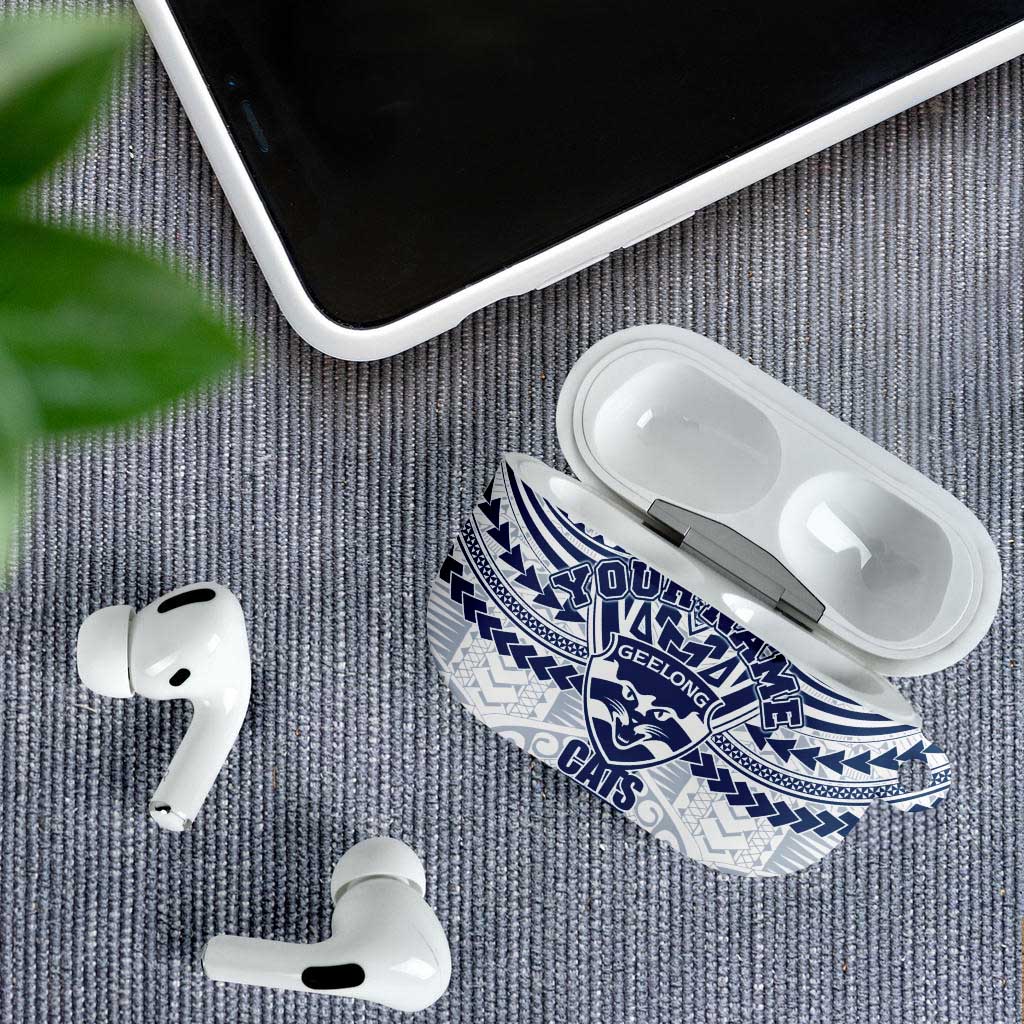Personalized Geelong Cats AirPods Case Polynesian Tribal Pattern Heritage Football