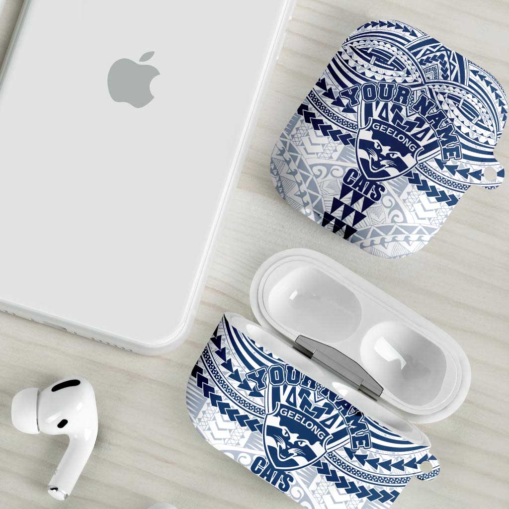 Personalized Geelong Cats AirPods Case Polynesian Tribal Pattern Heritage Football