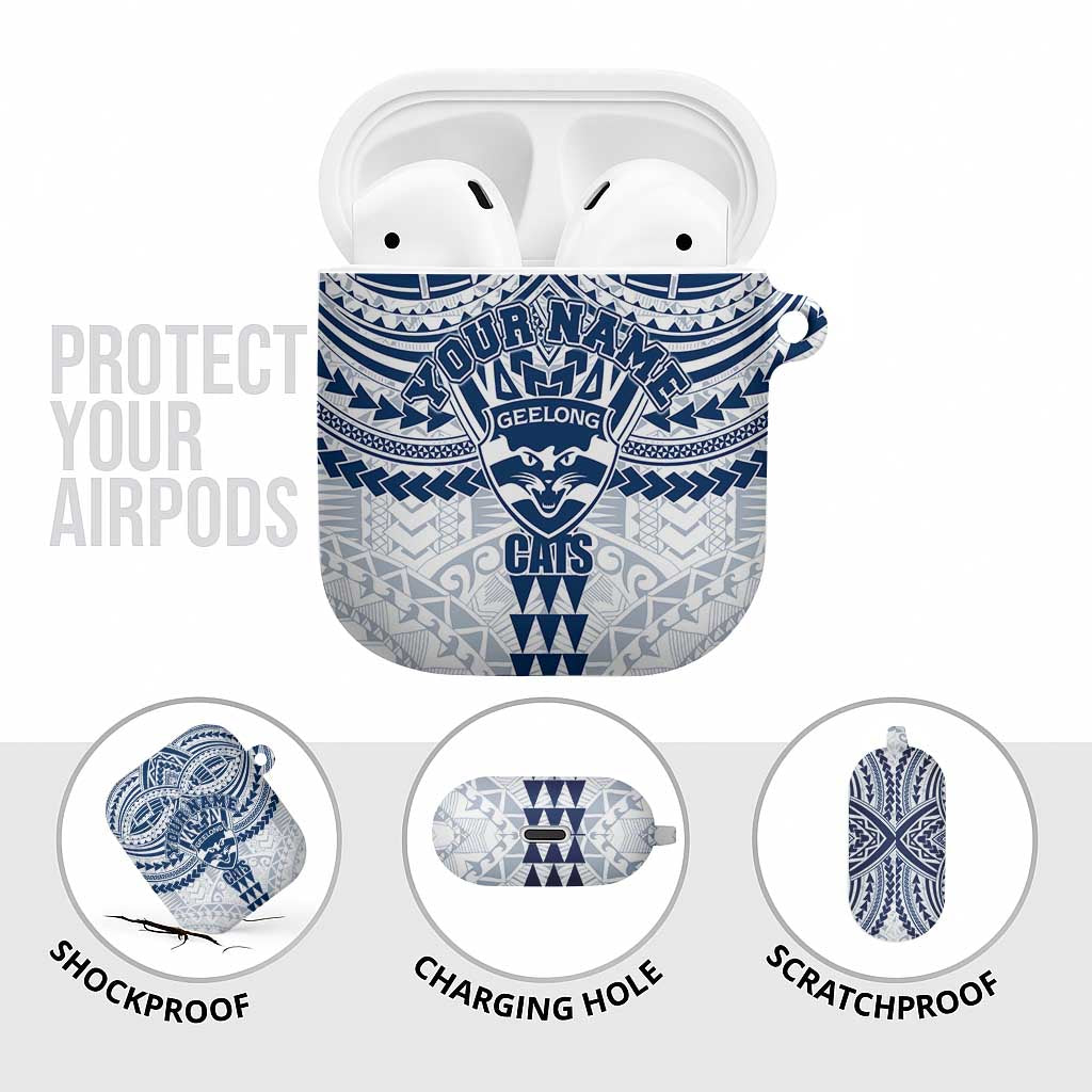 Personalized Geelong Cats AirPods Case Polynesian Tribal Pattern Heritage Football