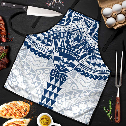 Personalized Geelong Cats Apron Polynesian Tribal Pattern Heritage Football