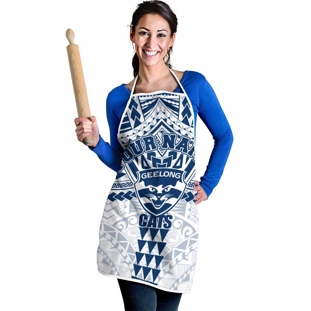 Personalized Geelong Cats Apron Polynesian Tribal Pattern Heritage Football