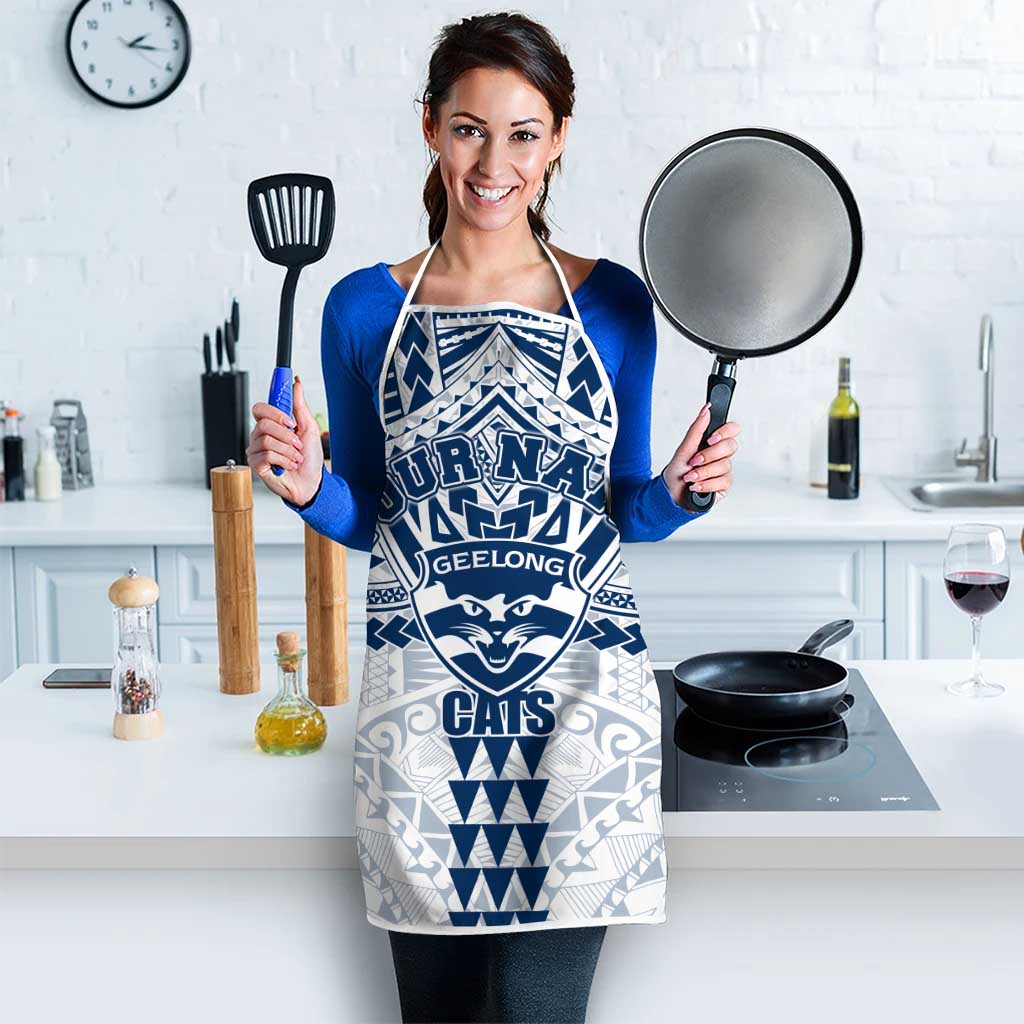 Personalized Geelong Cats Apron Polynesian Tribal Pattern Heritage Football
