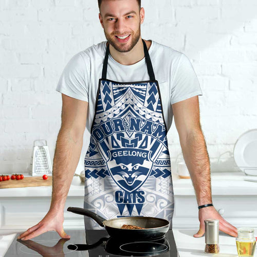 Personalized Geelong Cats Apron Polynesian Tribal Pattern Heritage Football