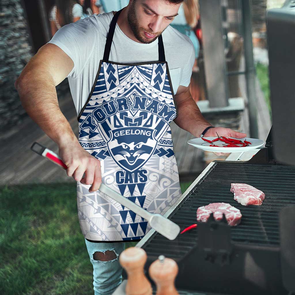 Personalized Geelong Cats Apron Polynesian Tribal Pattern Heritage Football