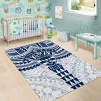 Personalized Geelong Cats Area Rug Polynesian Tribal Pattern Heritage Football
