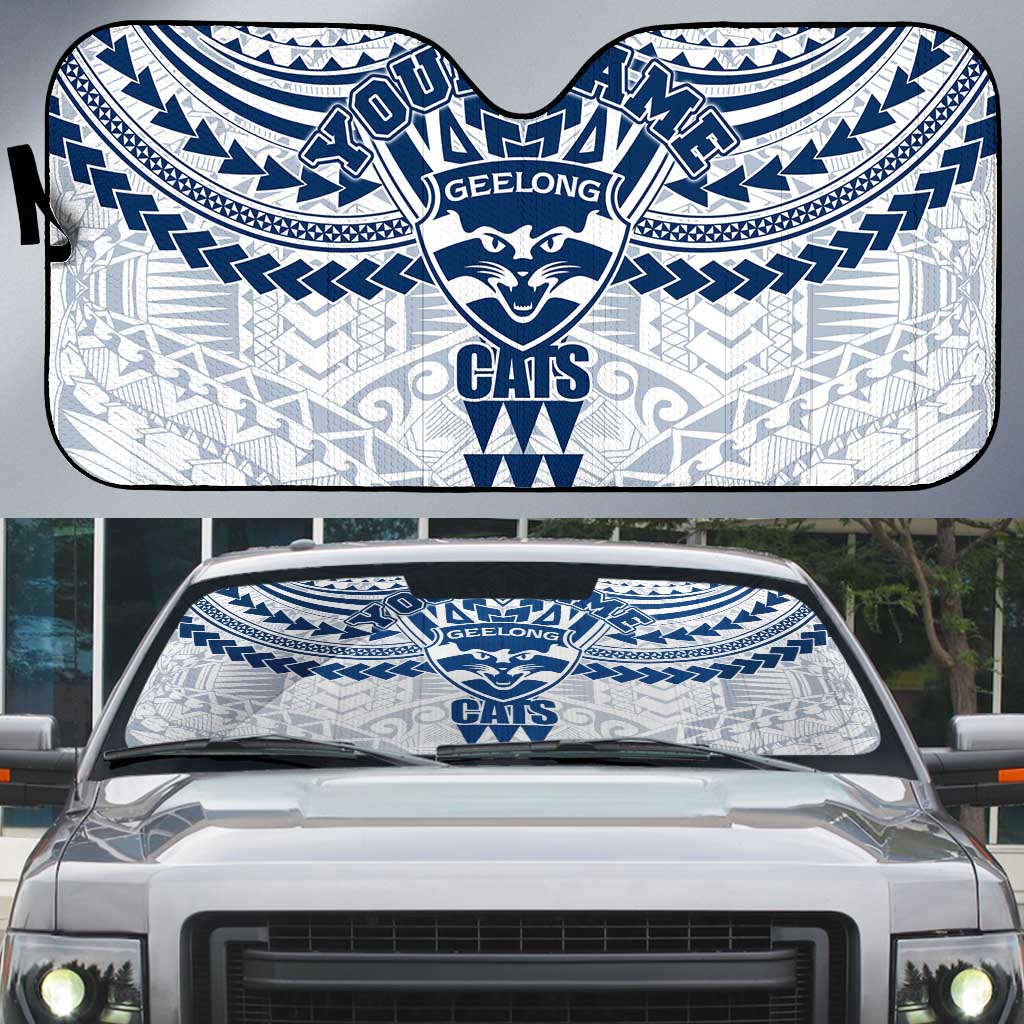 Personalized Geelong Cats Auto Sun Shade Polynesian Tribal Pattern Heritage Football