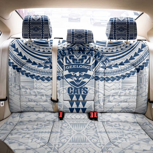 Personalized Geelong Cats Back Car Seat Cover Polynesian Tribal Pattern Heritage Football