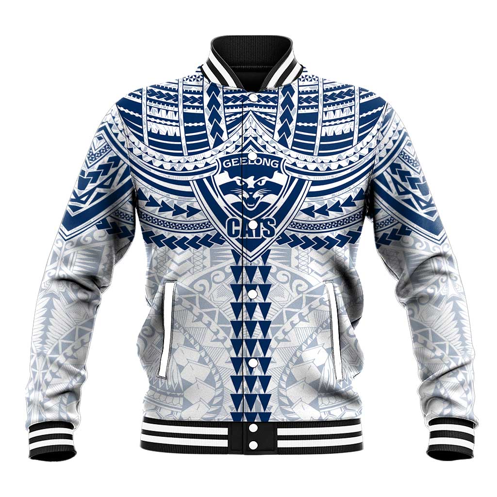 Personalized Geelong Cats Baseball Jacket Polynesian Tribal Pattern Heritage Football