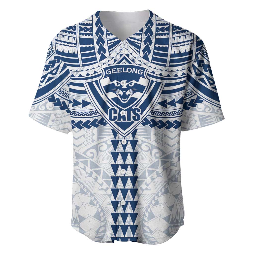 Personalized Geelong Cats Baseball Jersey Polynesian Tribal Pattern Heritage Football