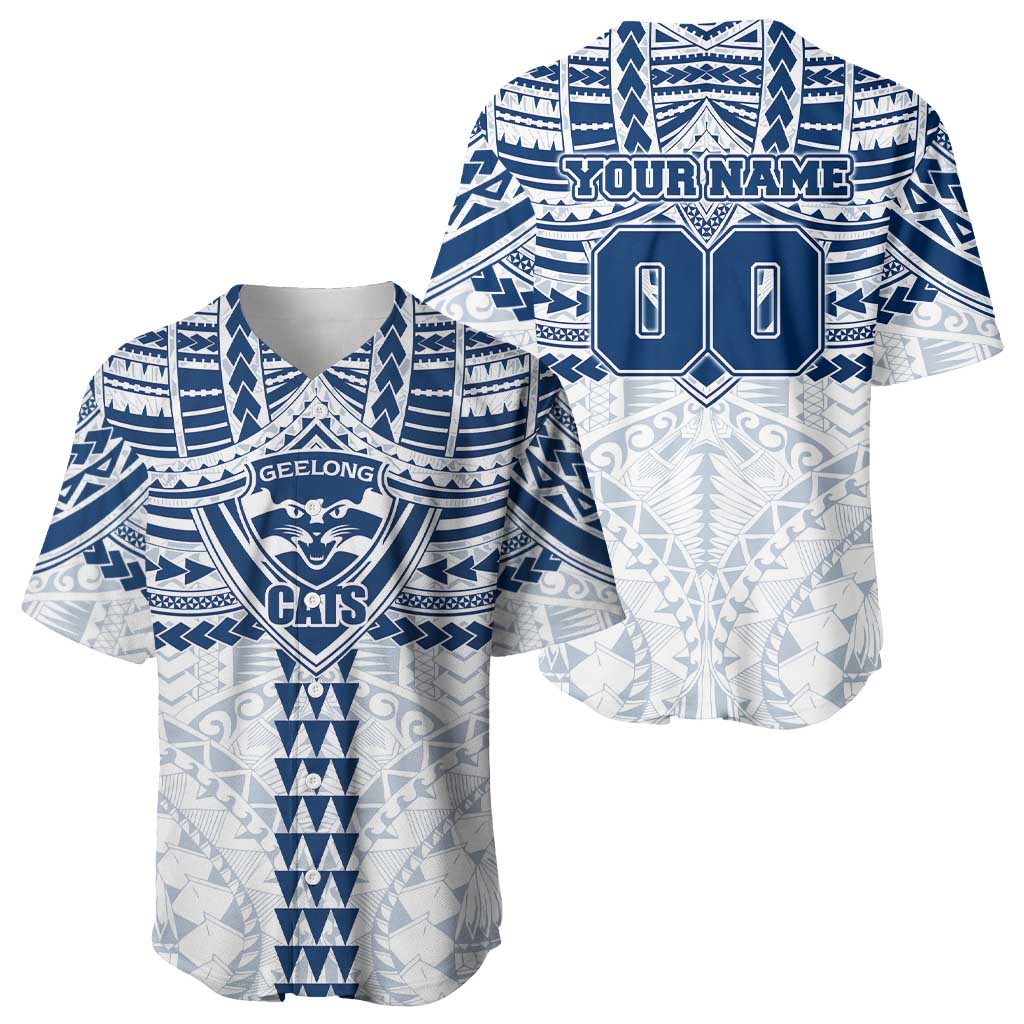 Personalized Geelong Cats Baseball Jersey Polynesian Tribal Pattern Heritage Football