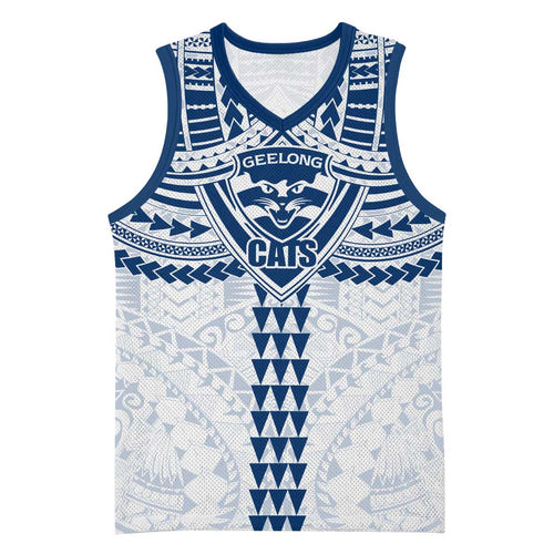 Personalized Geelong Cats Basketball Jersey Polynesian Tribal Pattern Heritage Football