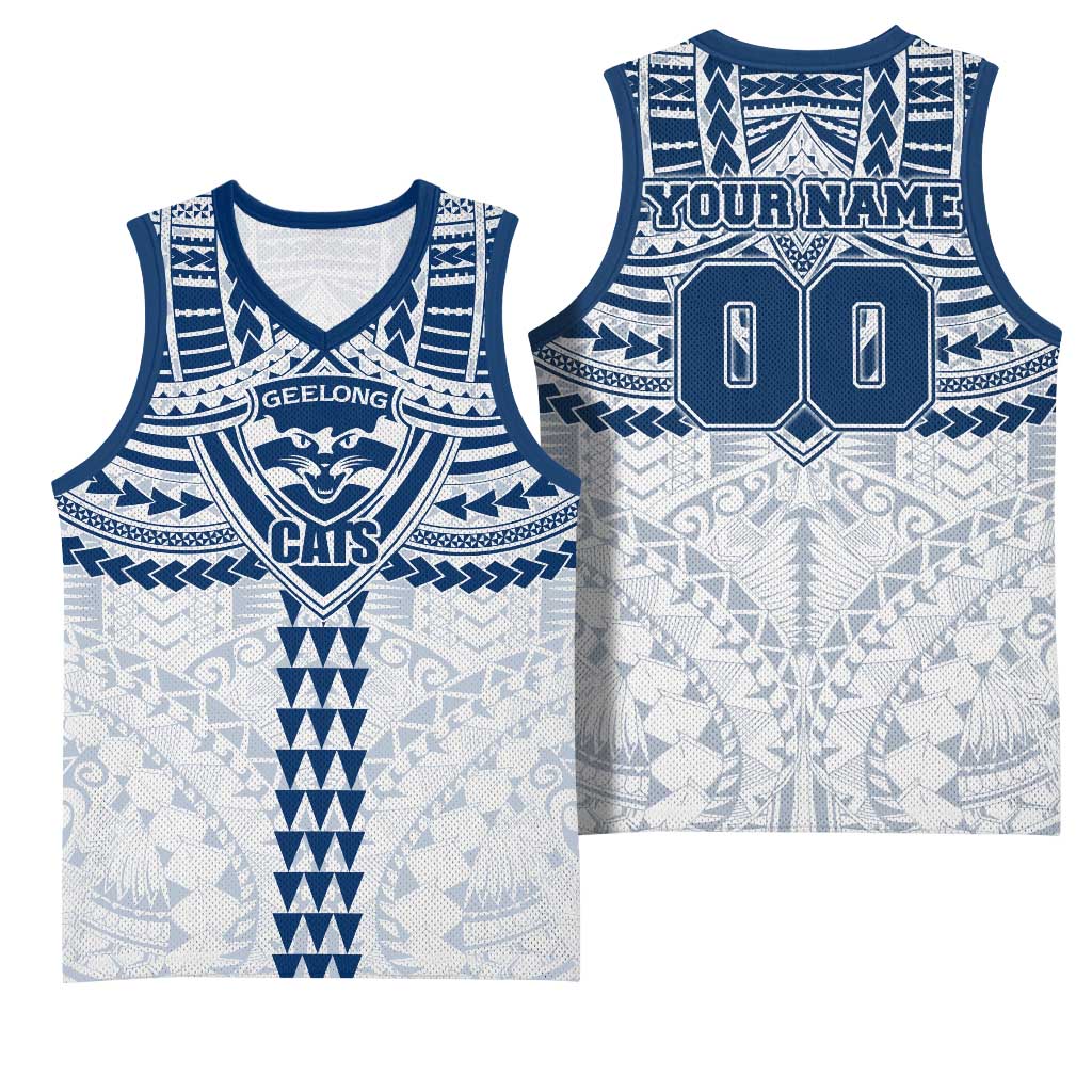 Personalized Geelong Cats Basketball Jersey Polynesian Tribal Pattern Heritage Football