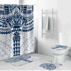 Personalized Geelong Cats Bathroom Set Polynesian Tribal Pattern Heritage Football