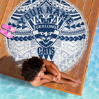 Personalized Geelong Cats Beach Blanket Polynesian Tribal Pattern Heritage Football