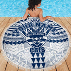Personalized Geelong Cats Beach Blanket Polynesian Tribal Pattern Heritage Football
