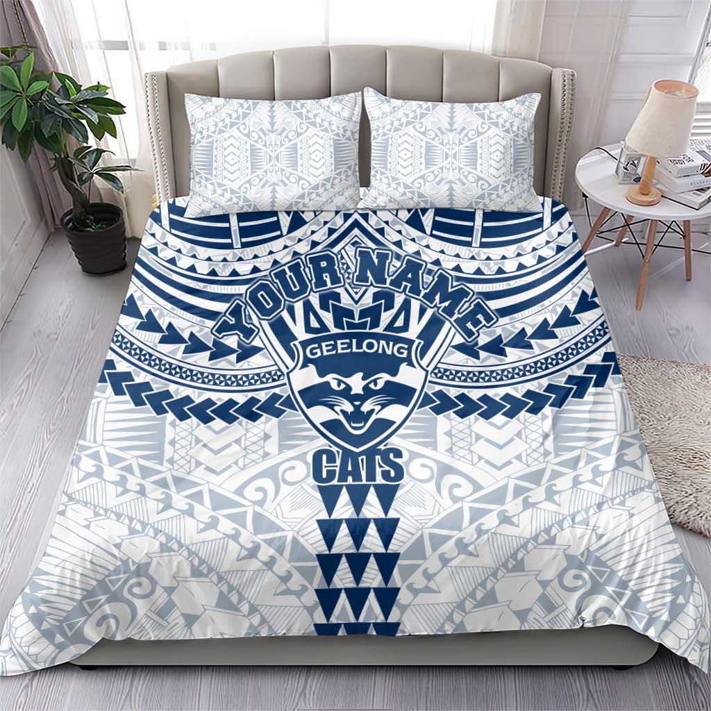 Personalized Geelong Cats Bedding Set Polynesian Tribal Pattern Heritage Football