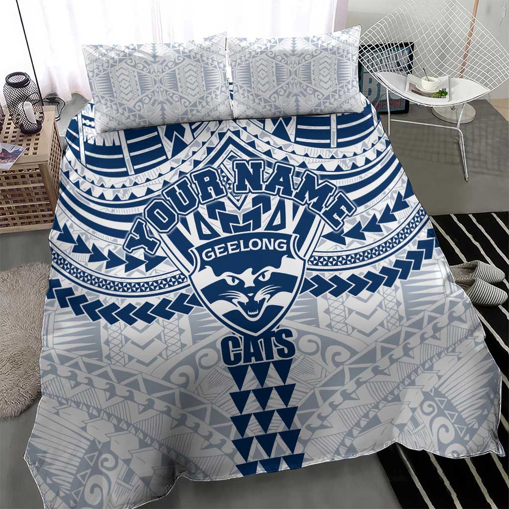 Personalized Geelong Cats Bedding Set Polynesian Tribal Pattern Heritage Football