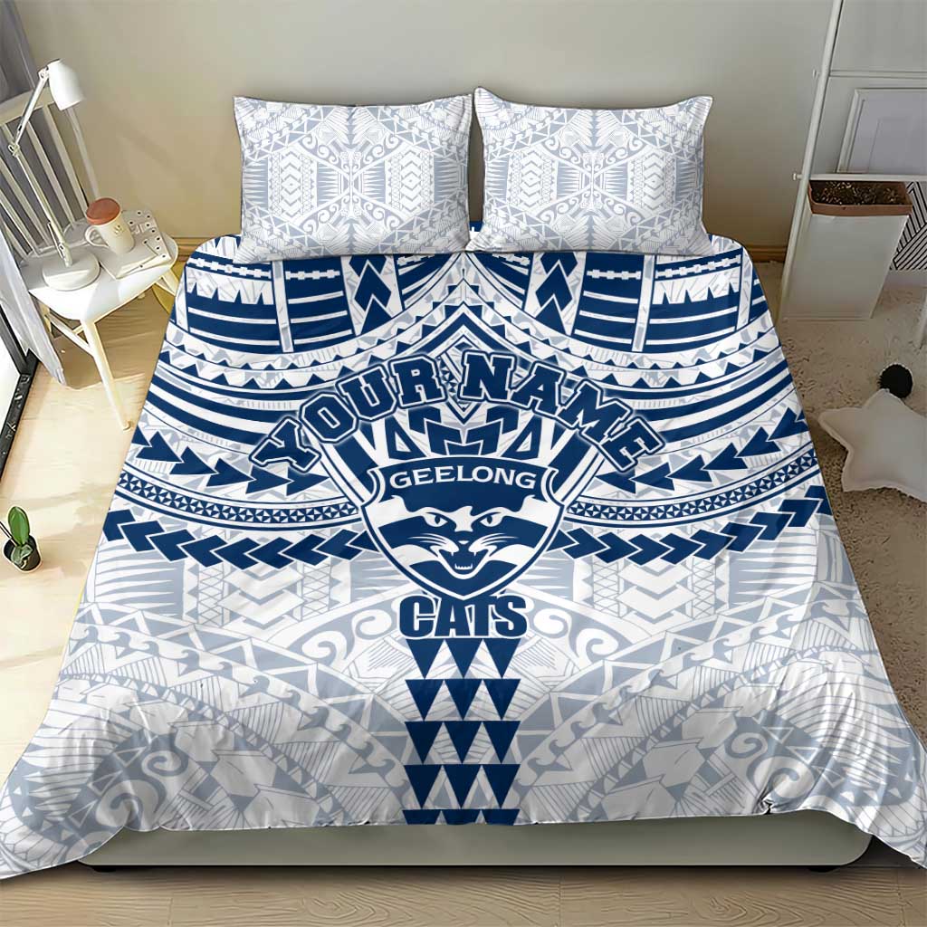 Personalized Geelong Cats Bedding Set Polynesian Tribal Pattern Heritage Football