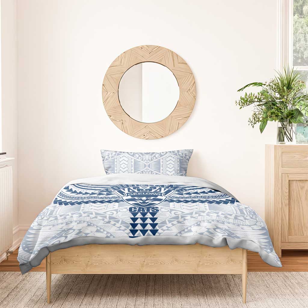 Personalized Geelong Cats Bedding Set Polynesian Tribal Pattern Heritage Football