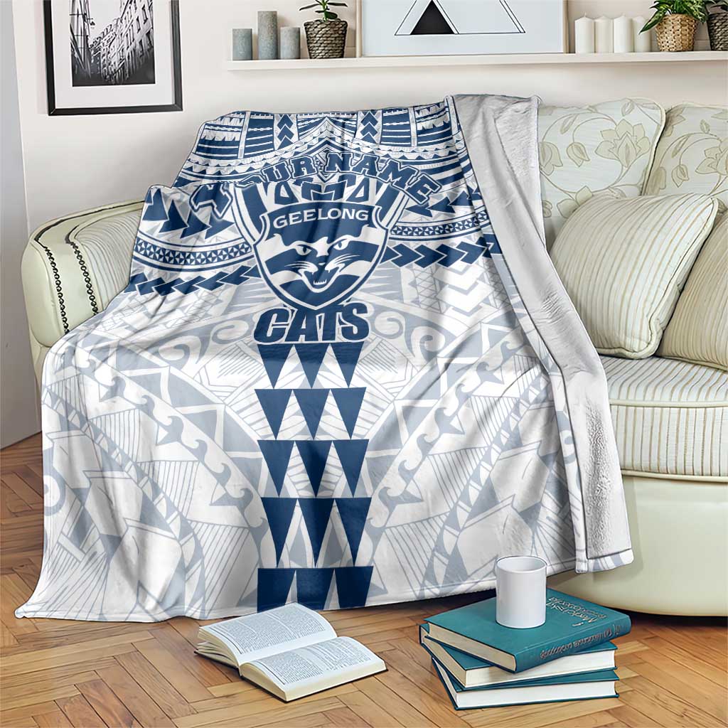 Personalized Geelong Cats Blanket Polynesian Tribal Pattern Heritage Football