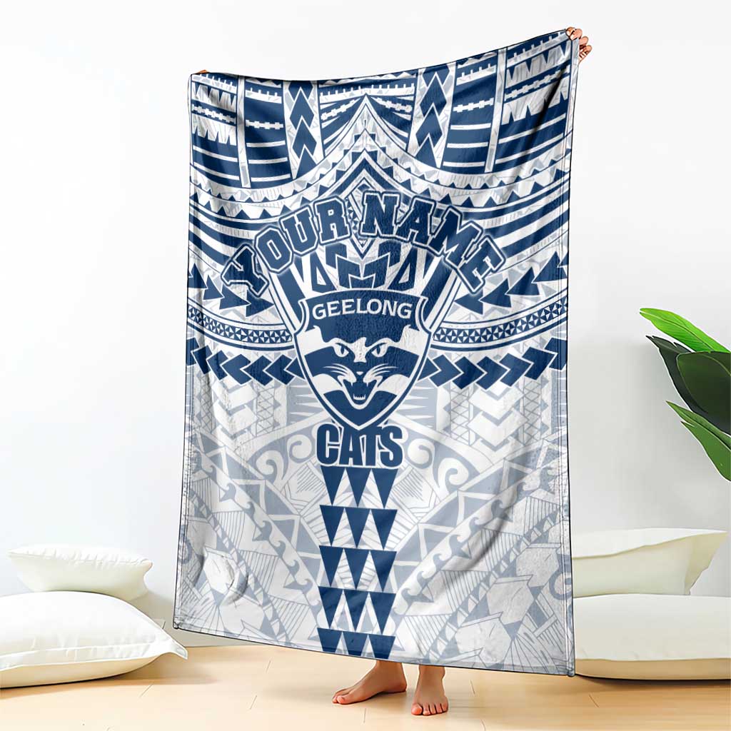 Personalized Geelong Cats Blanket Polynesian Tribal Pattern Heritage Football