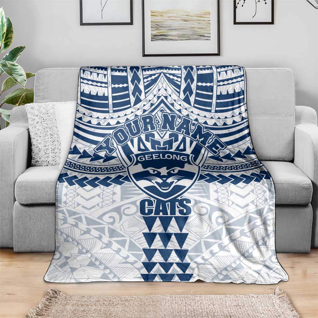 Personalized Geelong Cats Blanket Polynesian Tribal Pattern Heritage Football