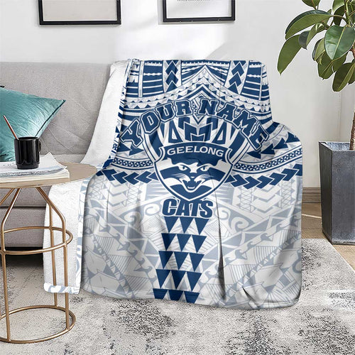 Personalized Geelong Cats Blanket Polynesian Tribal Pattern Heritage Football