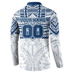 Personalized Geelong Cats Button Sweatshirt Polynesian Tribal Pattern Heritage Football