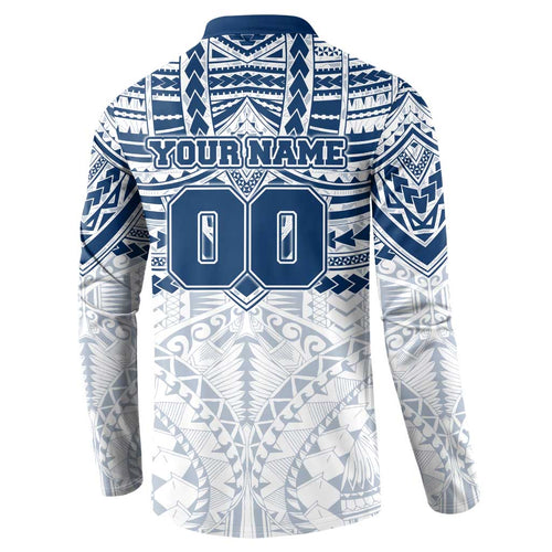 Personalized Geelong Cats Button Sweatshirt Polynesian Tribal Pattern Heritage Football
