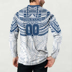 Personalized Geelong Cats Button Sweatshirt Polynesian Tribal Pattern Heritage Football