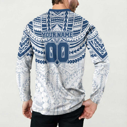 Personalized Geelong Cats Button Sweatshirt Polynesian Tribal Pattern Heritage Football