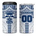 Personalized Geelong Cats 4 in 1 Can Cooler Tumbler Polynesian Tribal Pattern Heritage Football