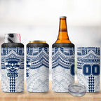 Personalized Geelong Cats 4 in 1 Can Cooler Tumbler Polynesian Tribal Pattern Heritage Football