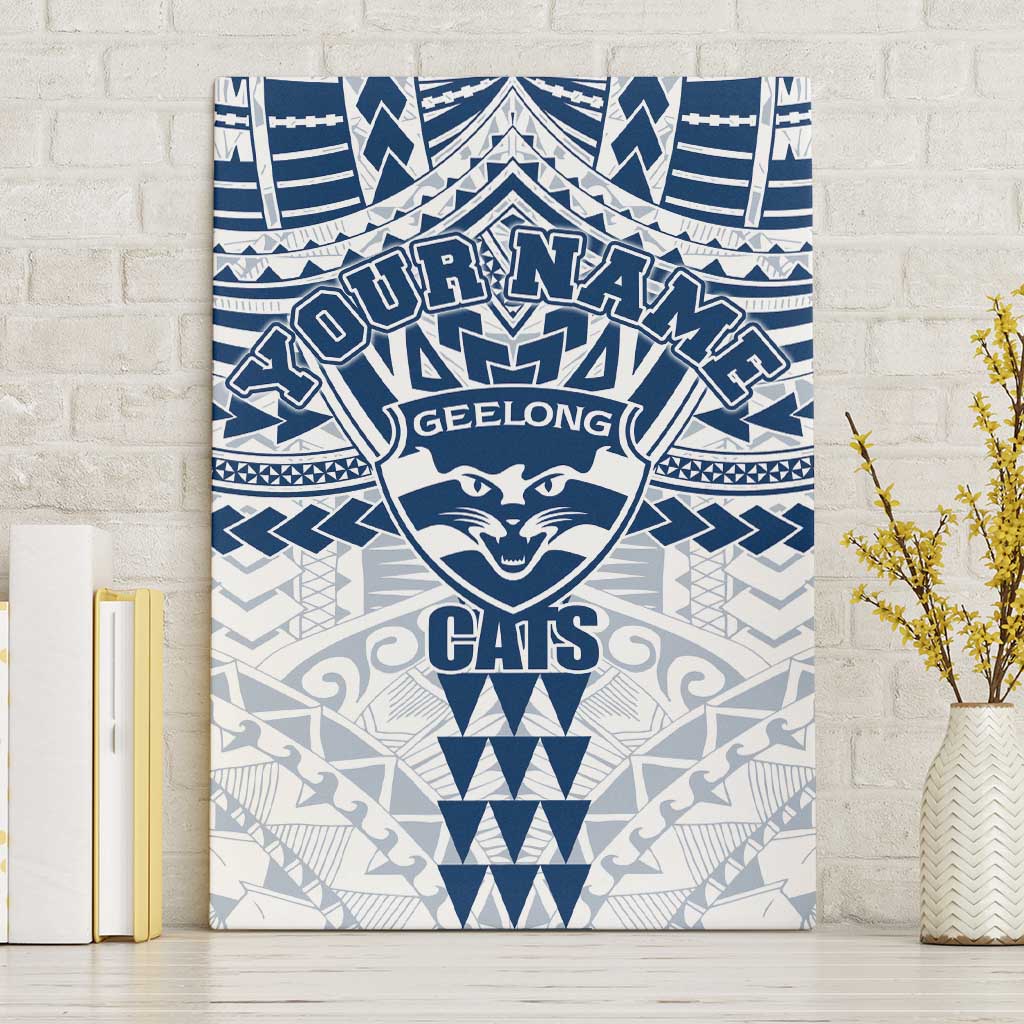 Personalized Geelong Cats Canvas Wall Art Polynesian Tribal Pattern Heritage Football
