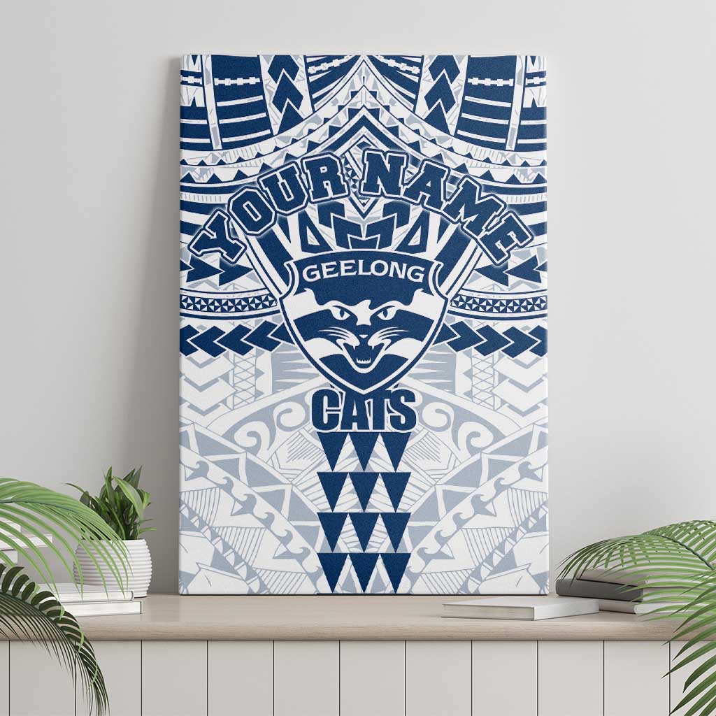 Personalized Geelong Cats Canvas Wall Art Polynesian Tribal Pattern Heritage Football