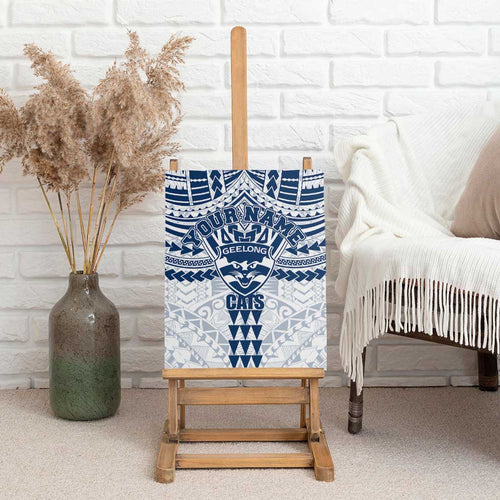 Personalized Geelong Cats Canvas Wall Art Polynesian Tribal Pattern Heritage Football