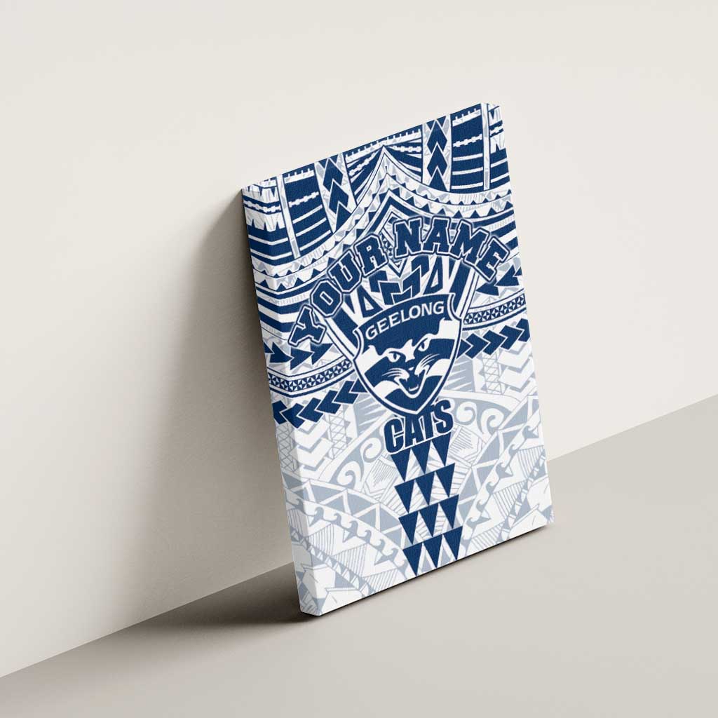 Personalized Geelong Cats Canvas Wall Art Polynesian Tribal Pattern Heritage Football